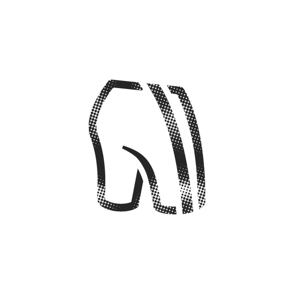 Cycling pants icon in halftone style. Black and white monochrome illustration. vector