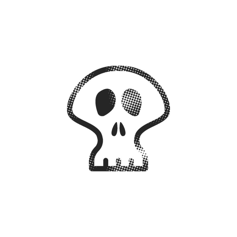 Skeleton icon in halftone style. Black and white monochrome illustration. vector