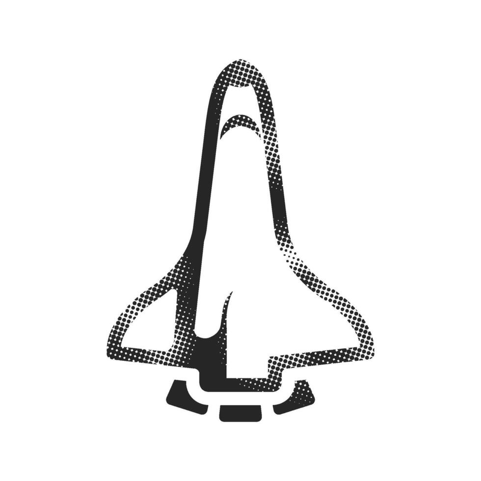 Space shuttle icon in halftone style. Black and white monochrome illustration. vector