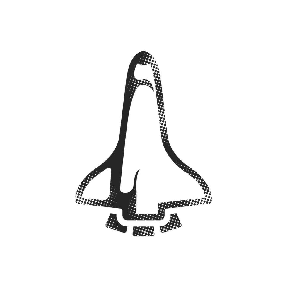 Space shuttle icon in halftone style. Black and white illustration. vector