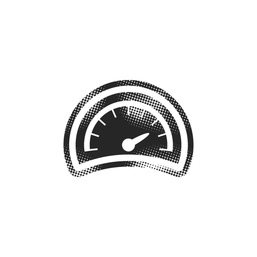 Dashboard icon in halftone style. Black and white illustration. vector