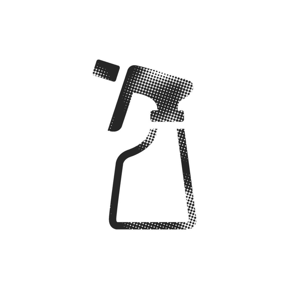 Sprayer bottle icon in halftone style. Black and white monochrome illustration. vector