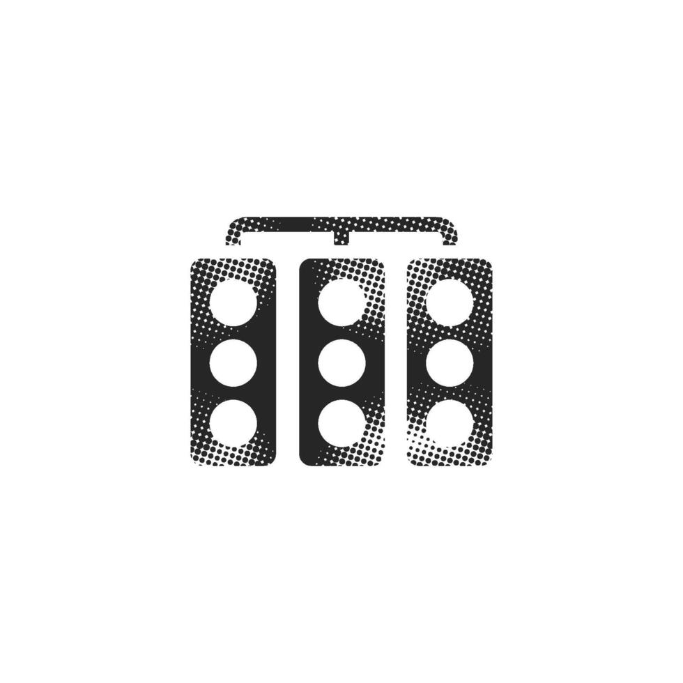 Red light sign icon in halftone style. Black and white monochrome illustration. vector