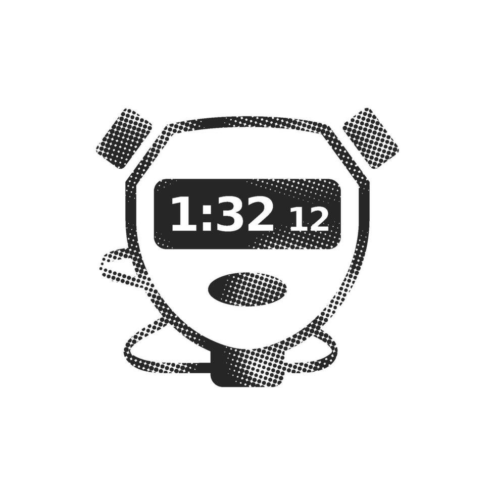 Stopwatch icon in halftone style. Black and white monochrome vector