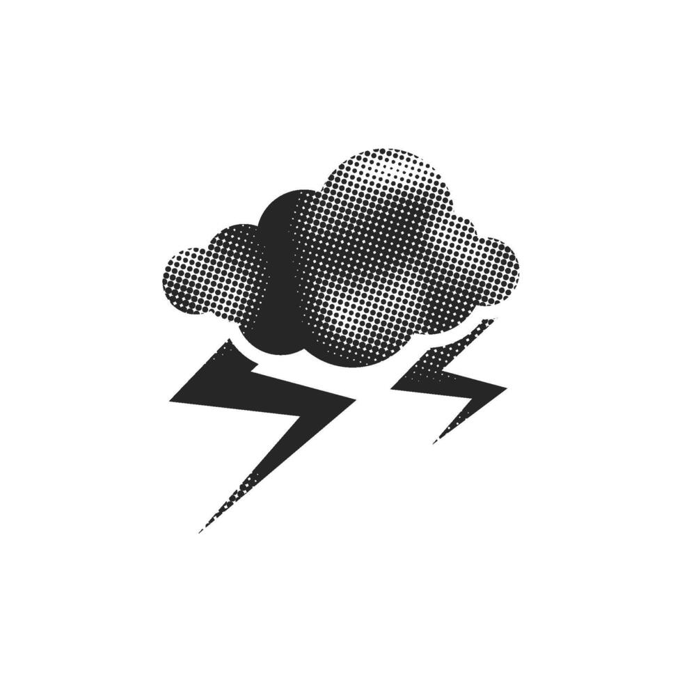 Weather overcast storm icon in halftone style. Black and white monochrome illustration. vector