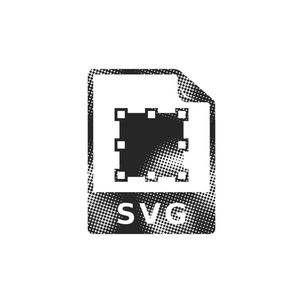 SVG file icon in halftone style. Black and white monochrome illustration. vector