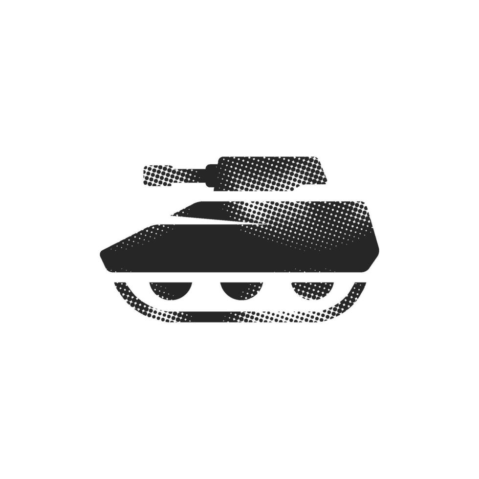Tank icon in halftone style. Black and white monochrome illustration. vector