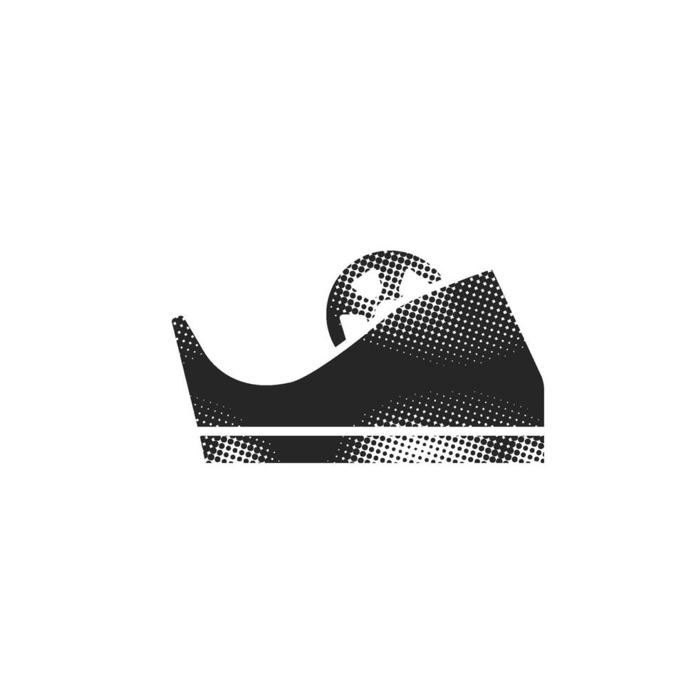 Tape dispenser icon in halftone style. Black and white monochrome illustration. vector