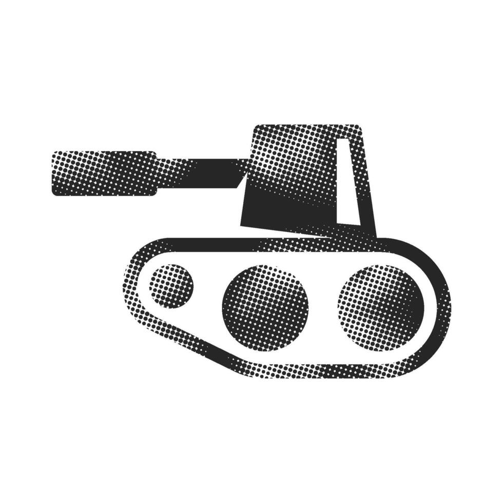 Tank icon in halftone style. Black and white illustration. vector