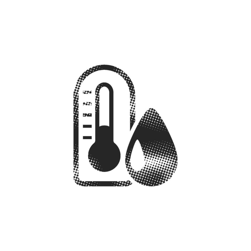 Thermometer icon in halftone style monochrome illustration. vector