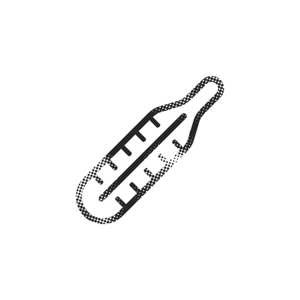Thermometer icon in halftone style illustration. vector