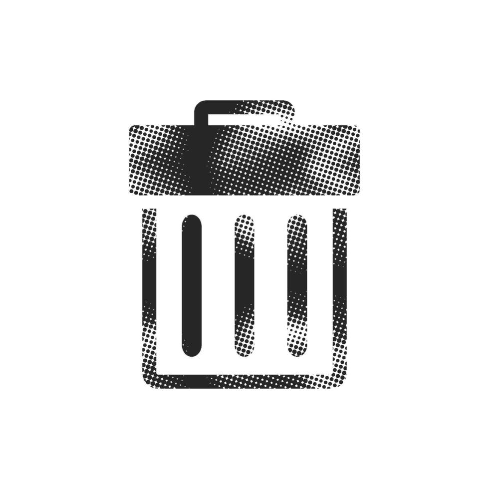 Trash bin icon in halftone style. Black and white illustration. vector