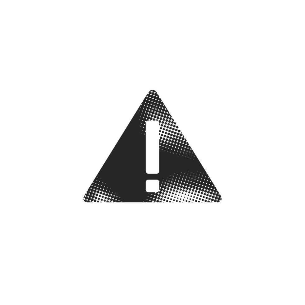Warning sign icon in halftone style. Black and white monochrome illustration. vector
