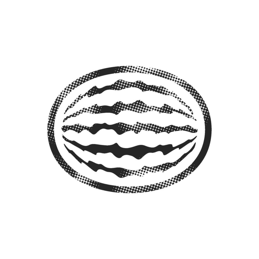 Water melon icon in halftone style. Black and white monochrome illustration. vector