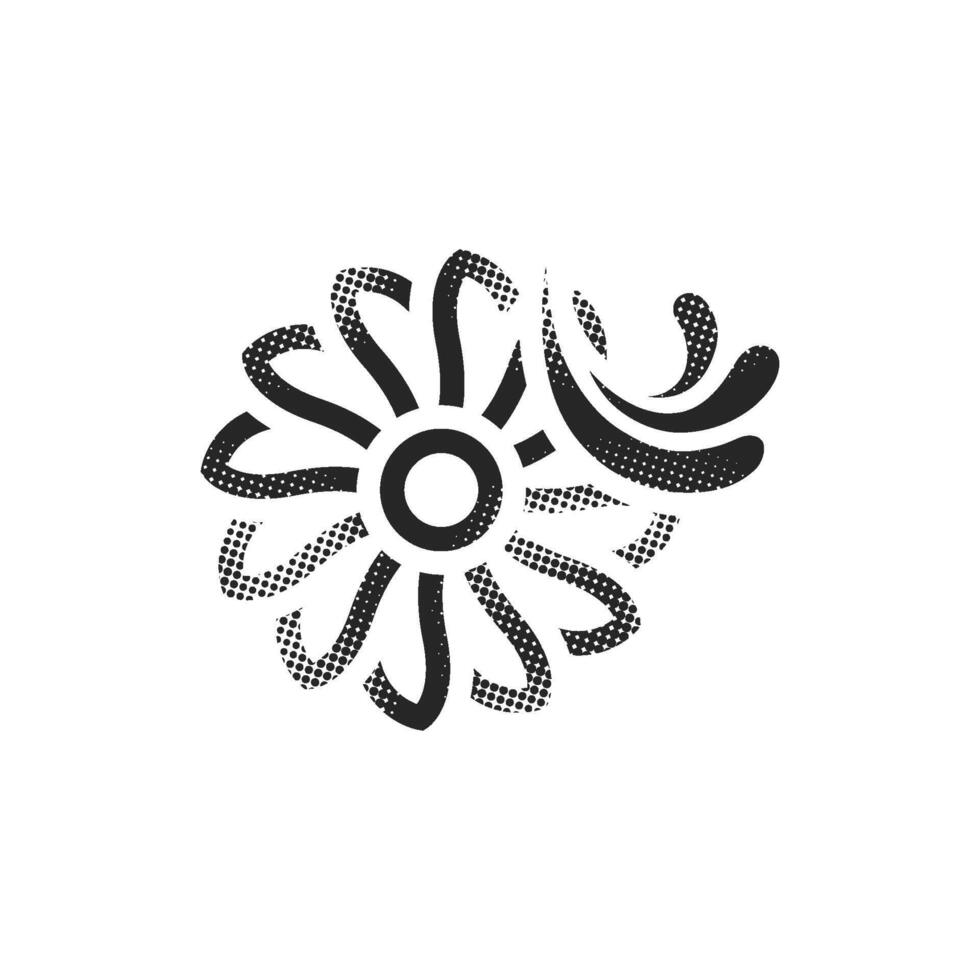 Water turbine icon in halftone style. Black and white monochrome illustration. vector