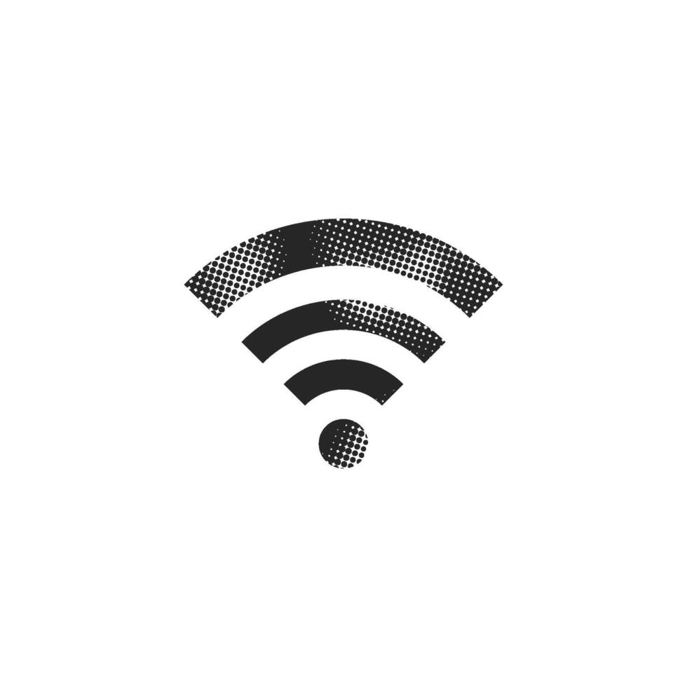 WiFi symbol icon in halftone style. Black and white monochrome illustration. vector