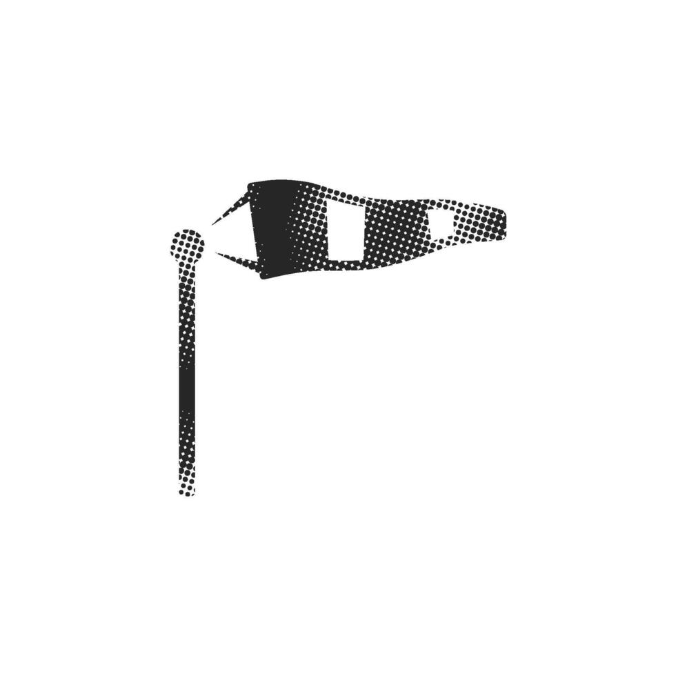 Windsock icon in halftone style. Black and white monochrome illustration. vector