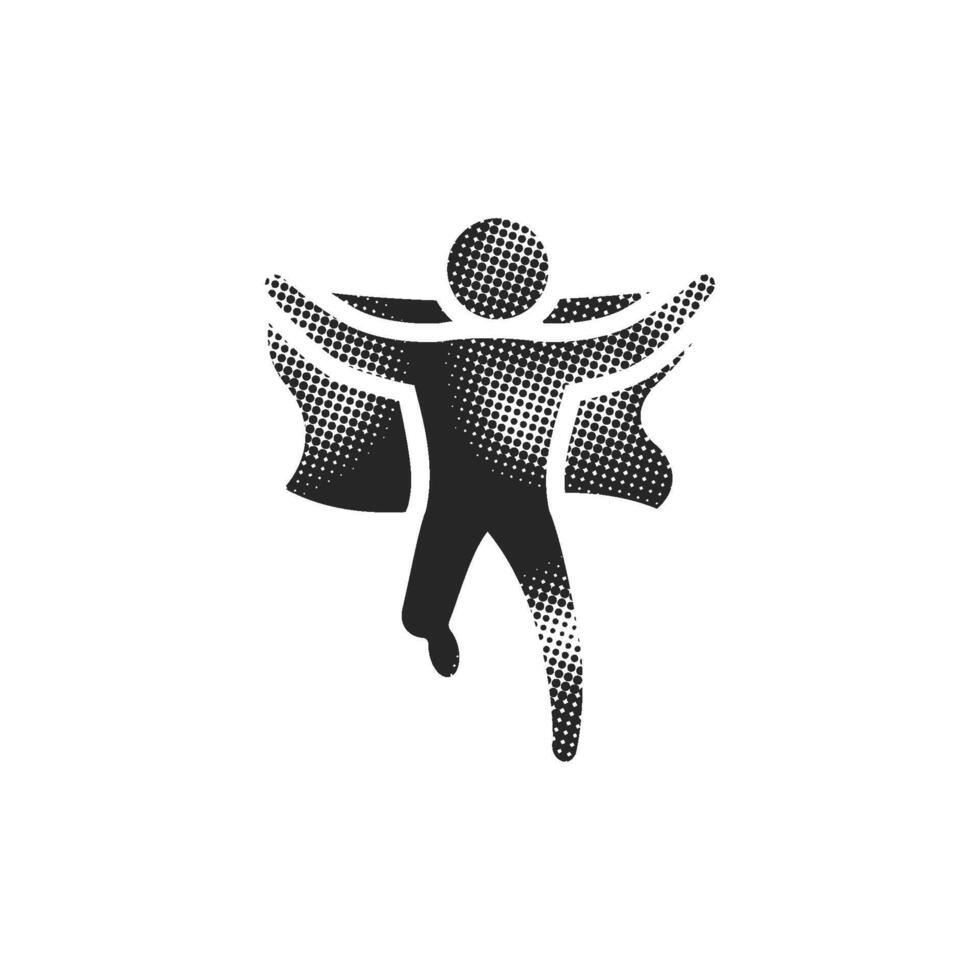 Wining sprinter icon in halftone style. Black and white monochrome illustration. vector