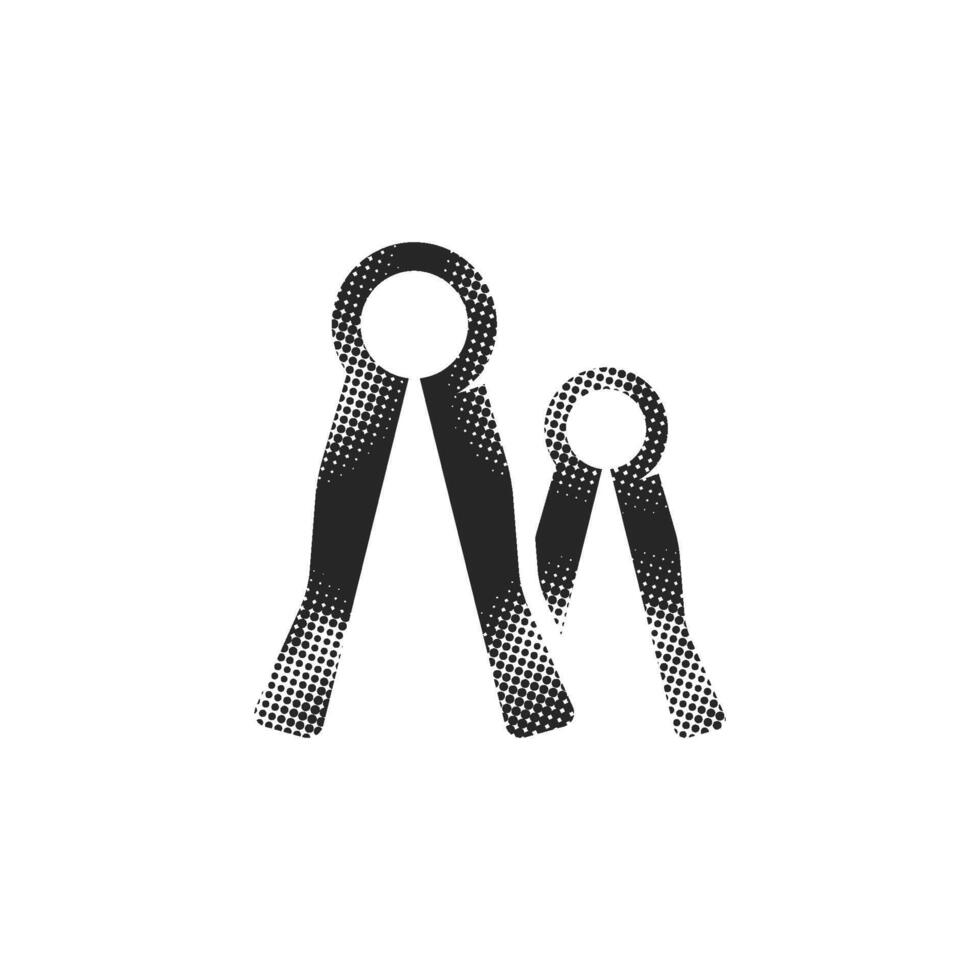 adjustable wrench icon in halftone style. Black and white monochrome illustration. vector