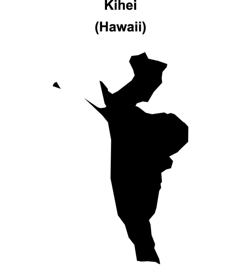 Kihei, Hawaii blank outline map vector