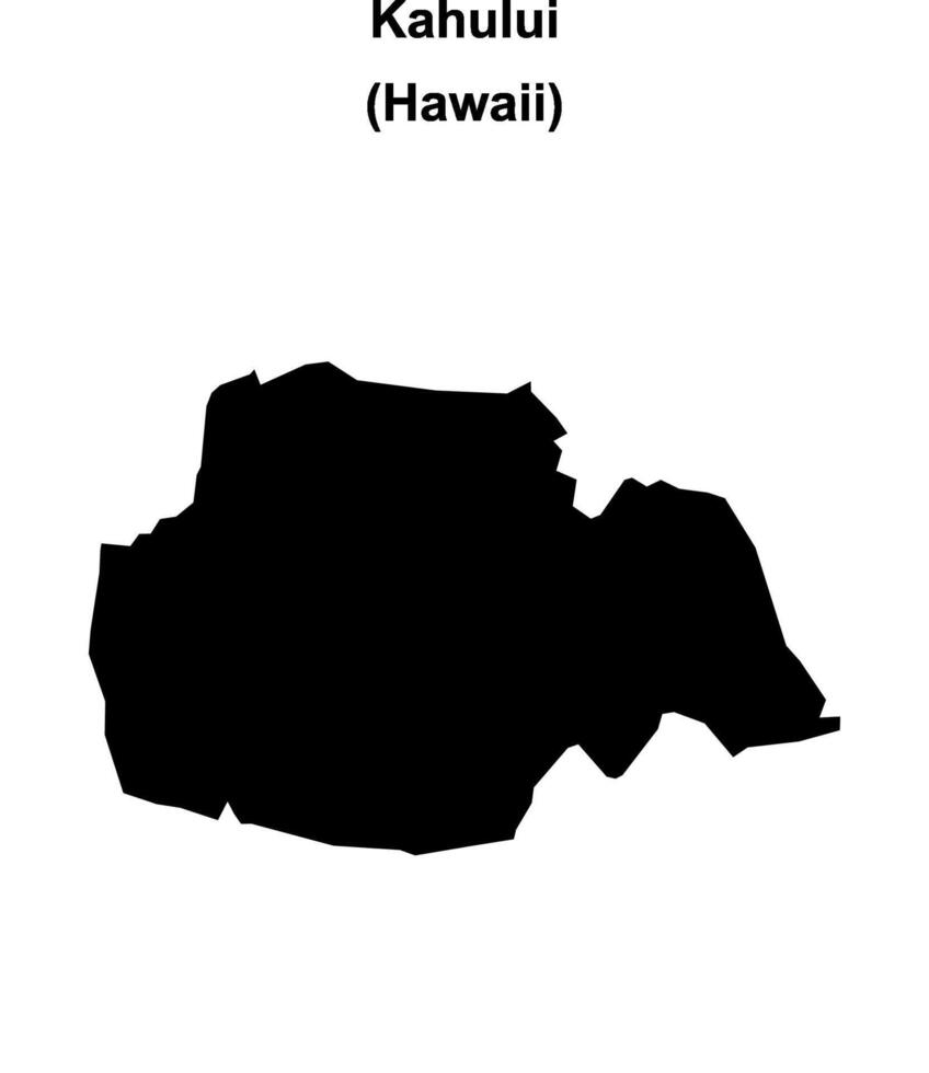 Kahului, Hawaii blank outline map vector