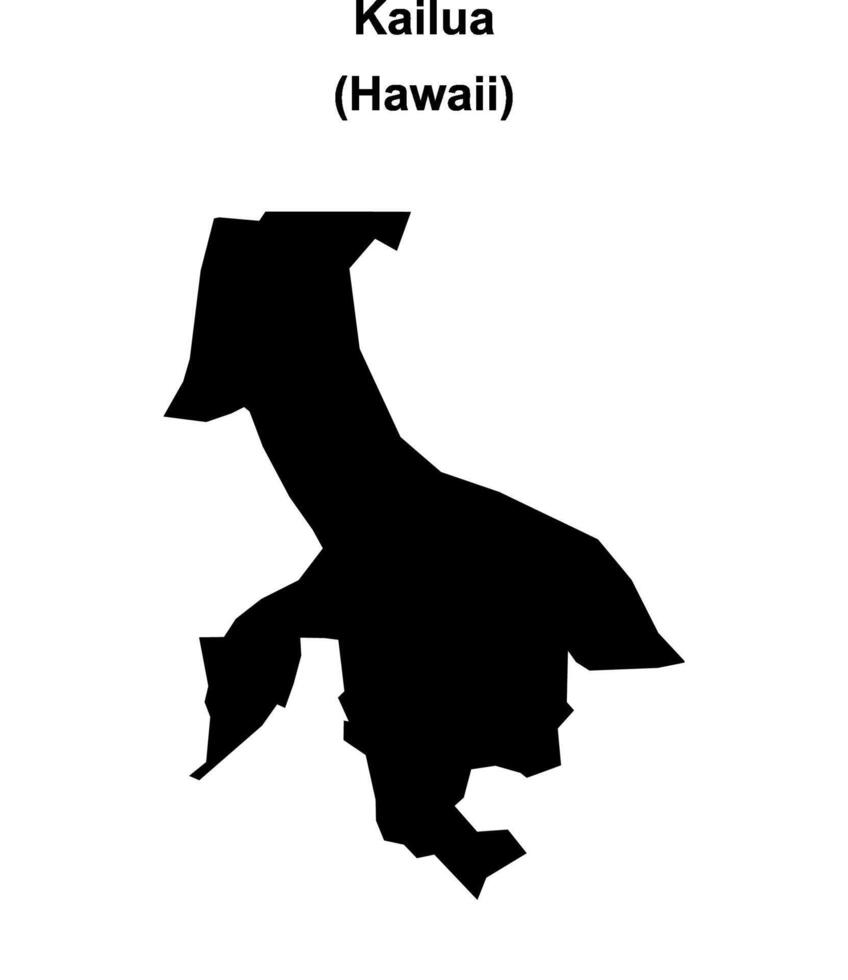 Kailua, Hawaii blank outline map vector