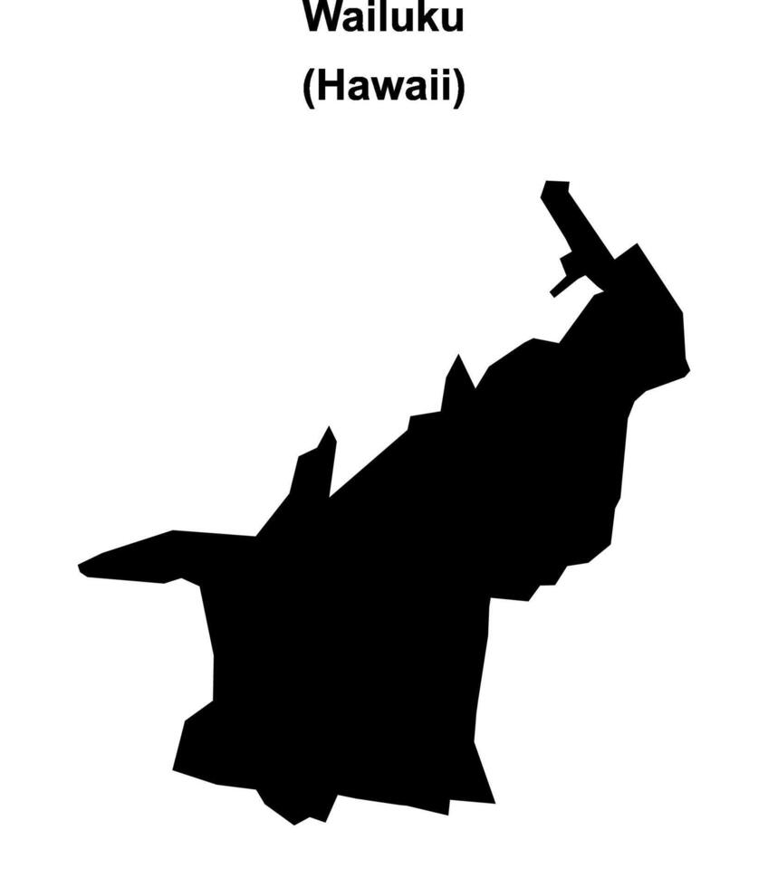 Wailuku, Hawaii blank outline map vector