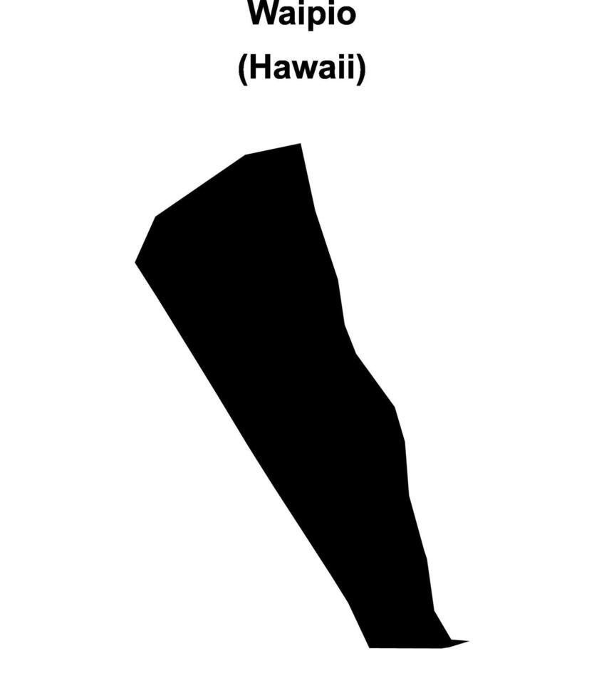 Waipio, Hawaii blank outline map vector