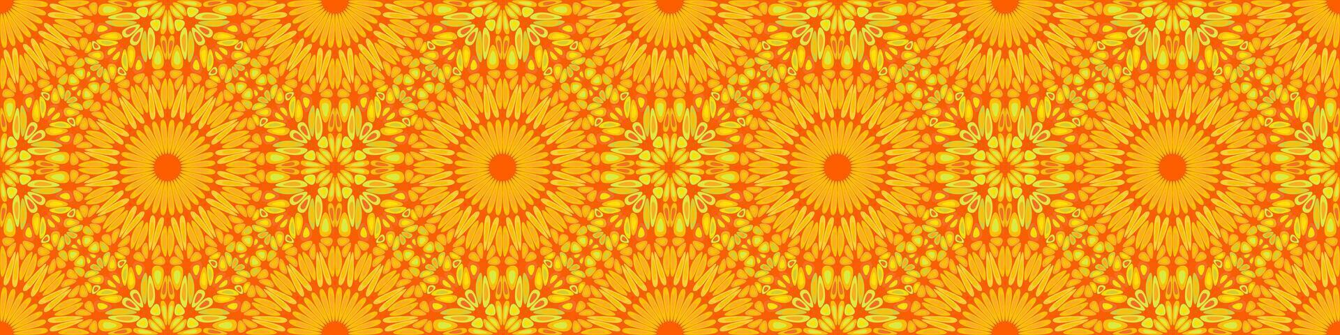 Seamless wide geometrical garden mandala pattern background design vector