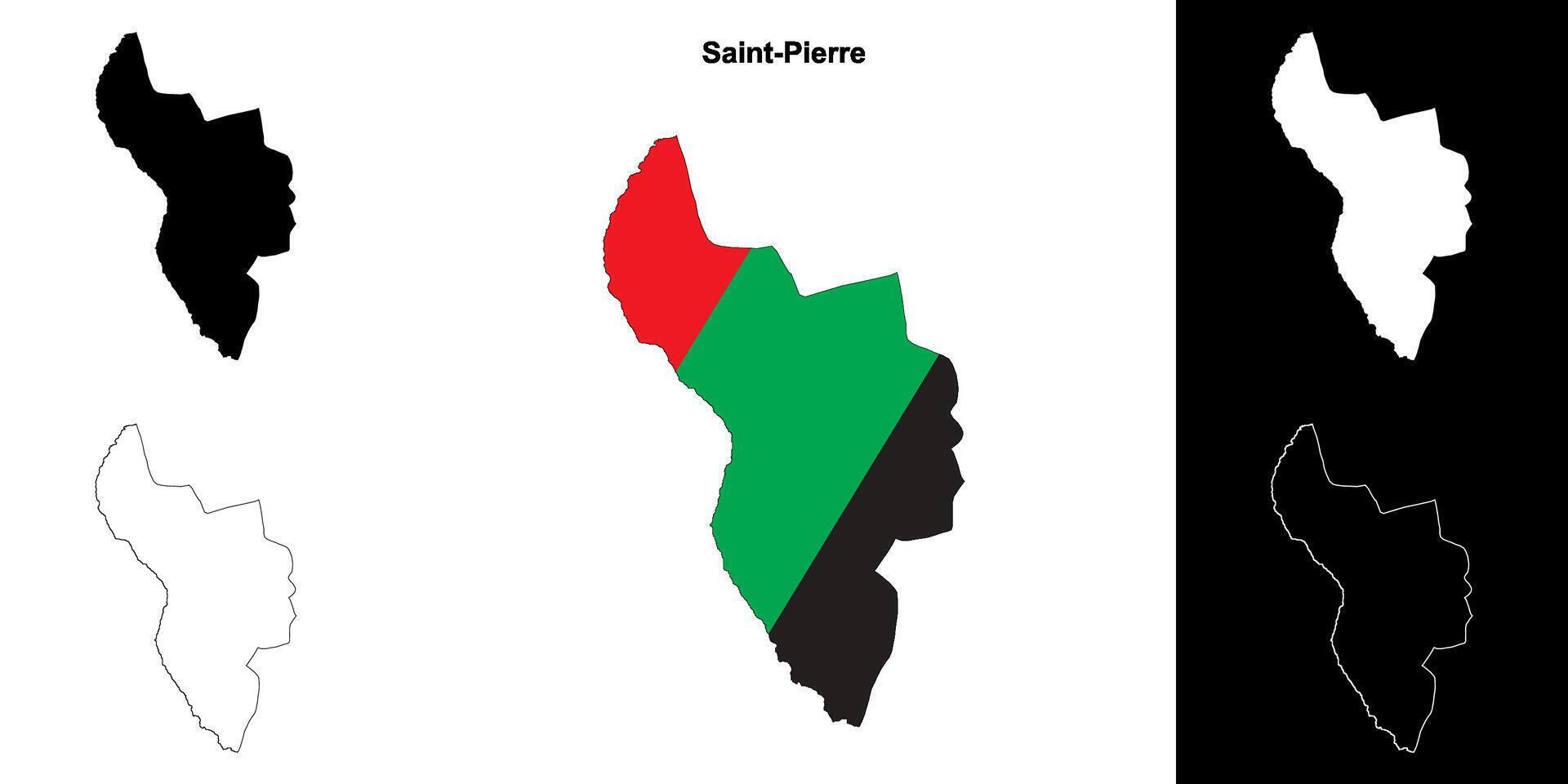 Saint-Pierre arrondissement outline map set vector