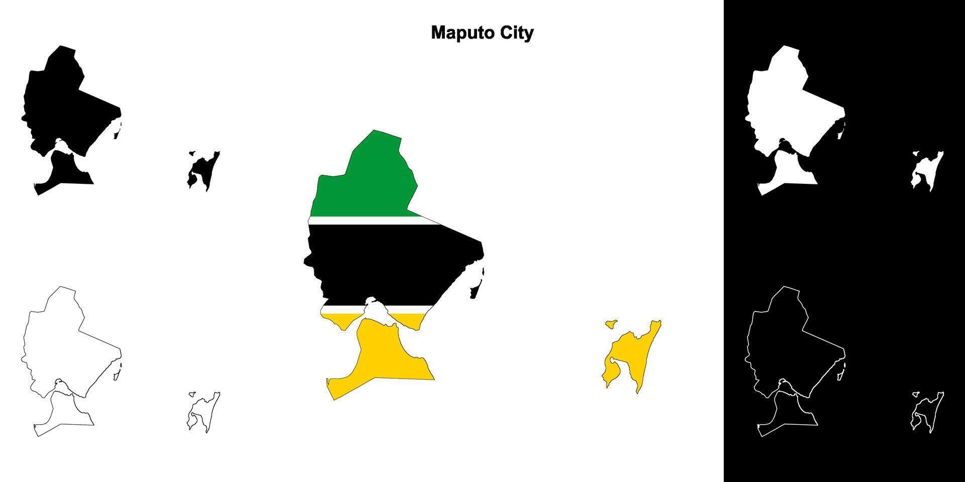 Maputo City province outline map set vector
