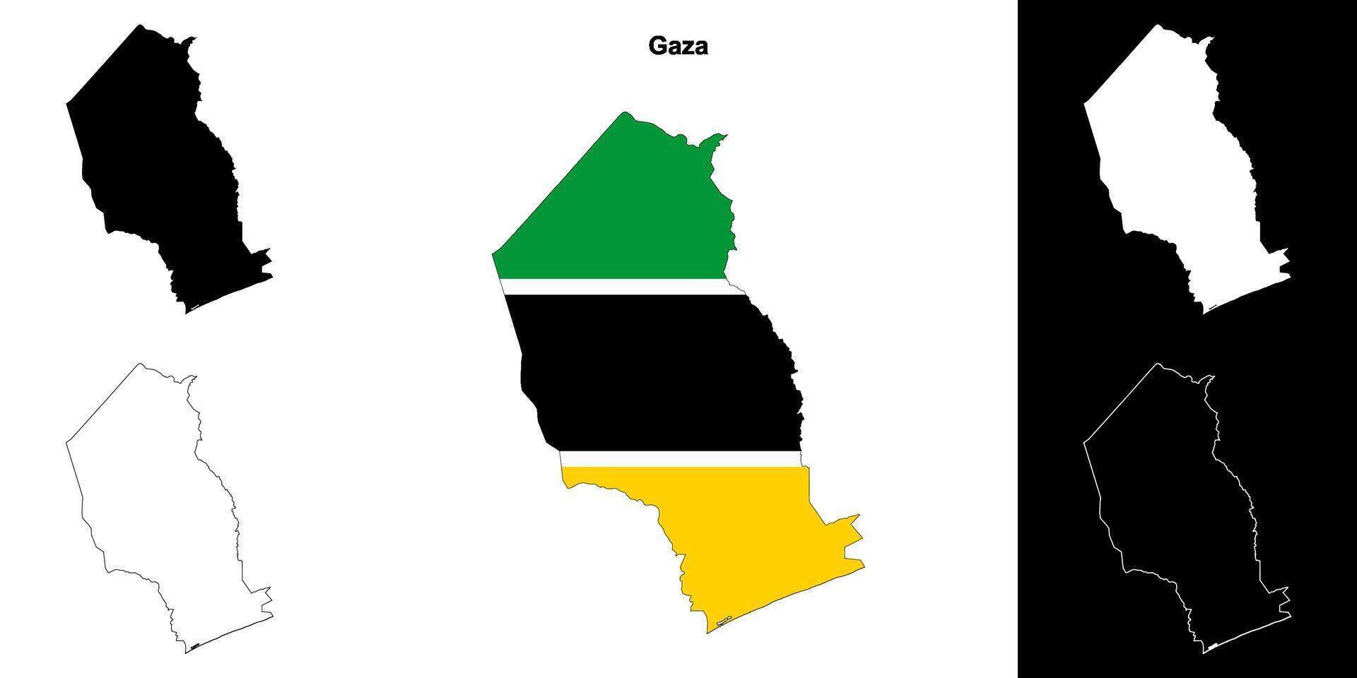 Gaza province outline map set vector