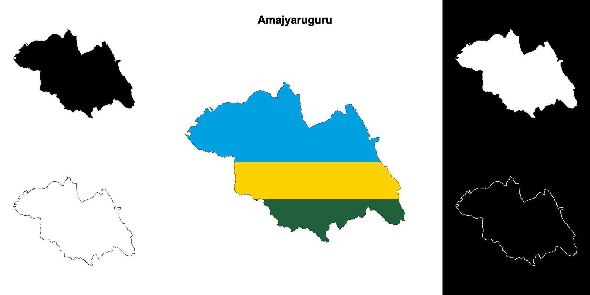 Amajyaruguru province outline map set vector