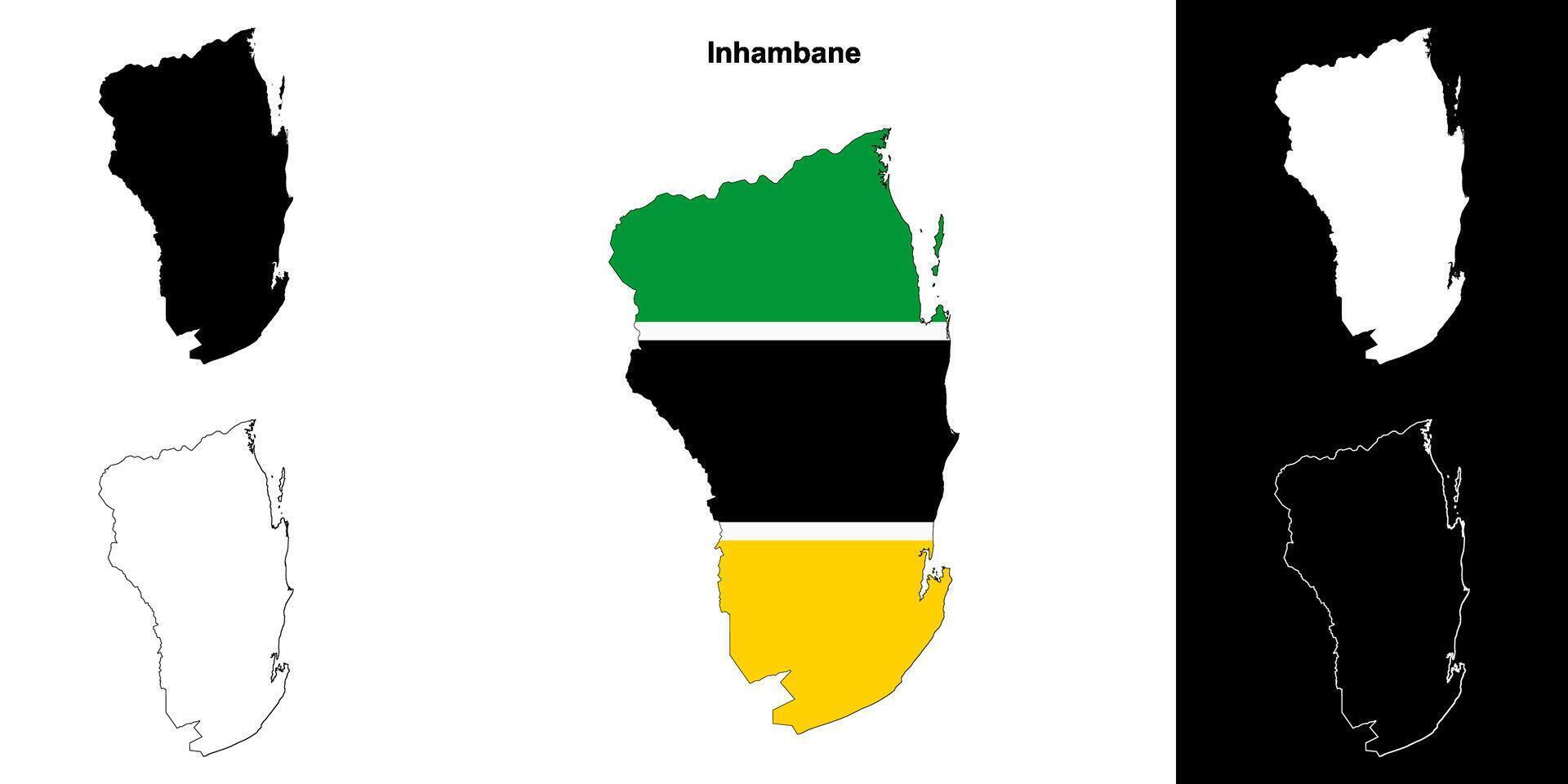 Inhambane province outline map set vector