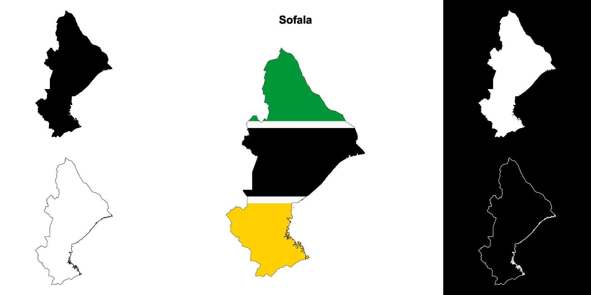 Sofala province outline map set vector
