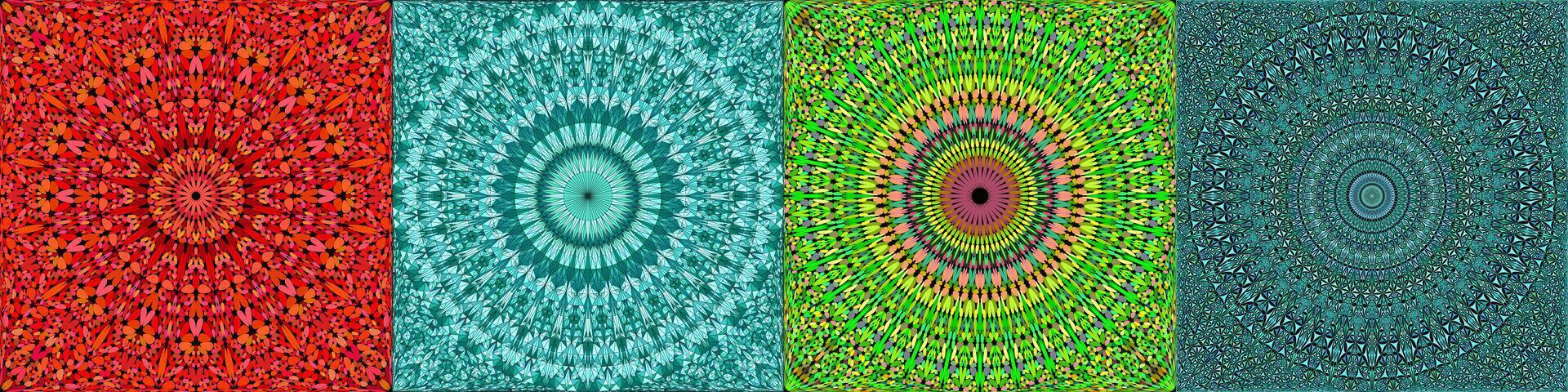 Colored repeating geometrical mandala pattern set vector