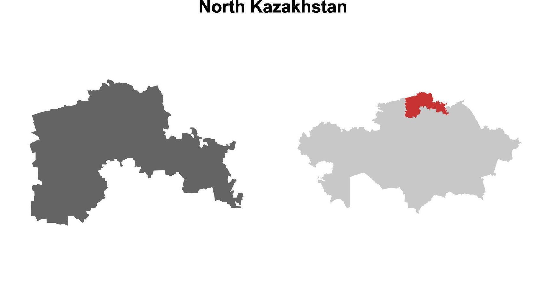 North Kazakhstan region blank outline map set vector