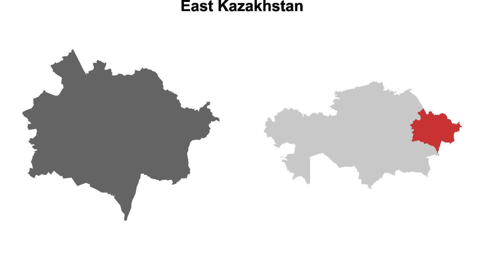 East Kazakhstan region blank outline map set vector