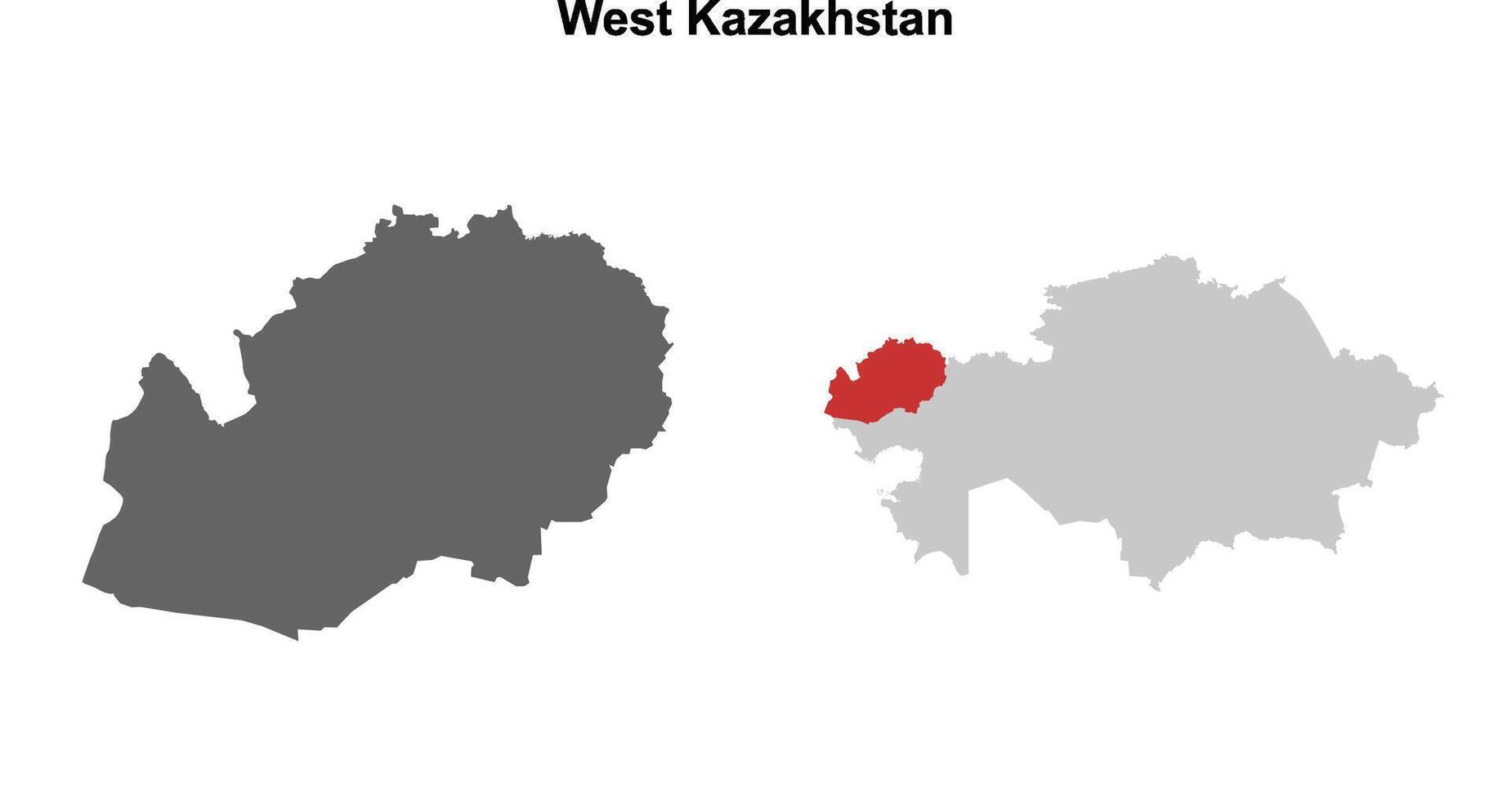 West Kazakhstan region blank outline map set vector