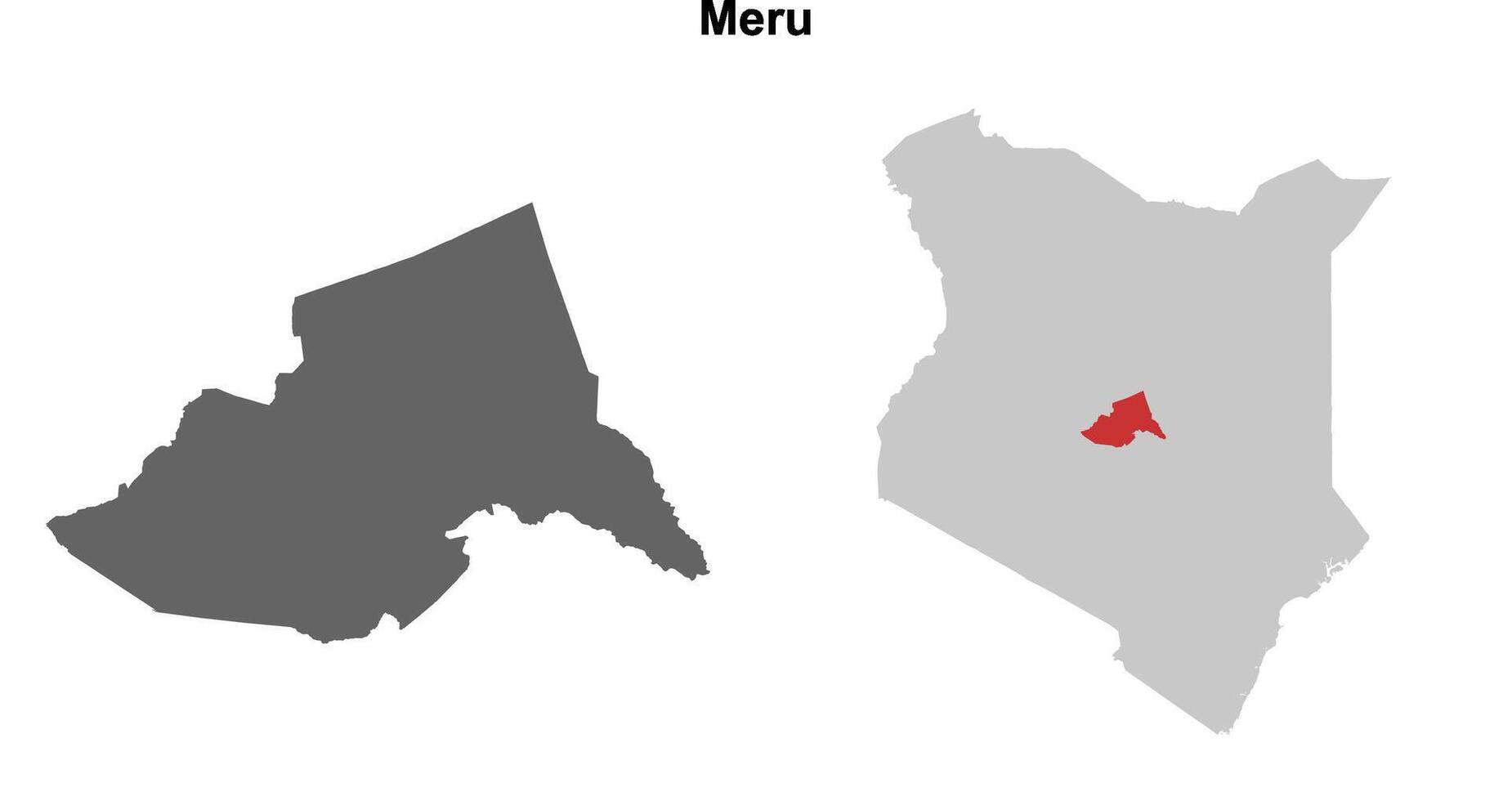 Meru county blank outline map set vector