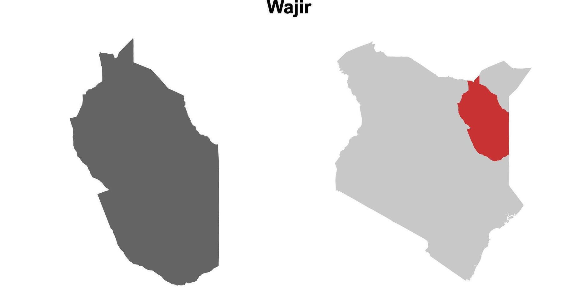 Wajir county blank outline map set vector