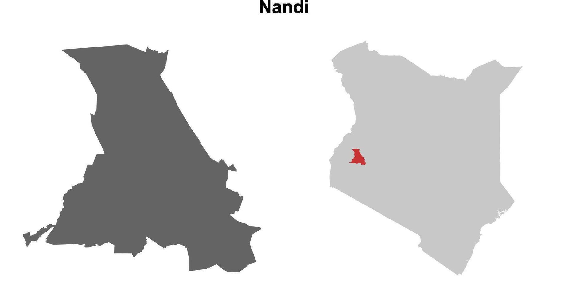 Nandi county blank outline map set vector