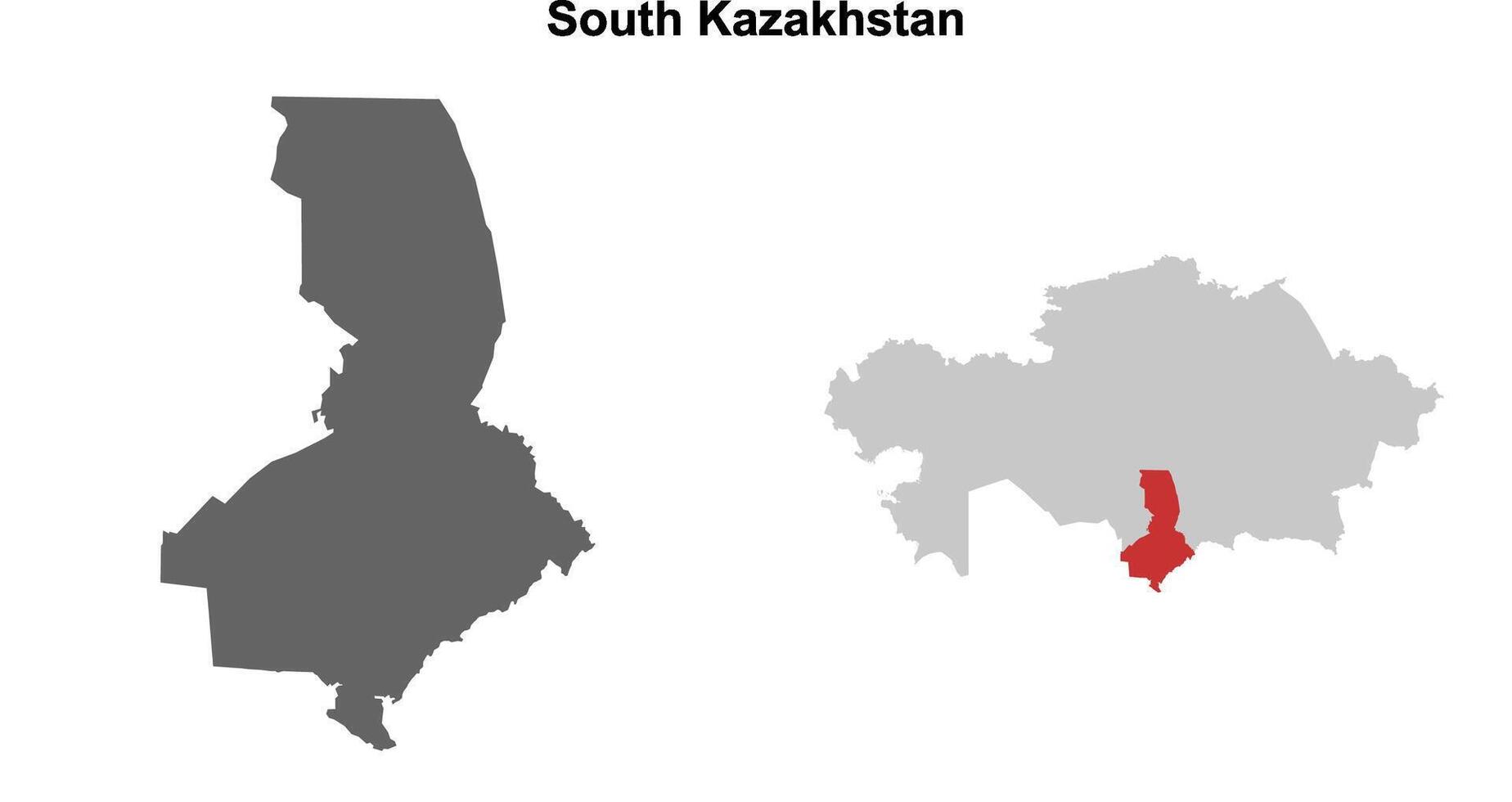South Kazakhstan region blank outline map set vector