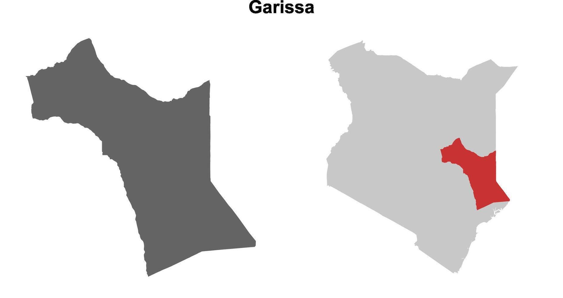 Garissa county blank outline map set vector