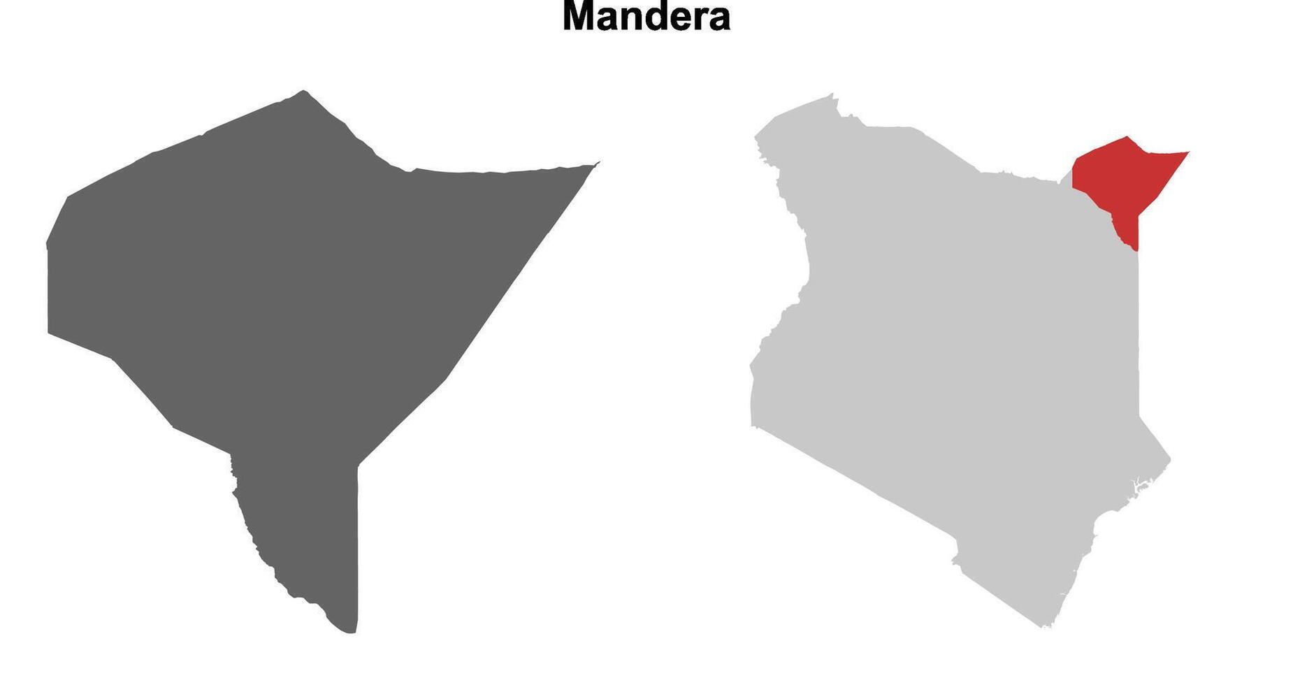 Mandera county blank outline map set vector