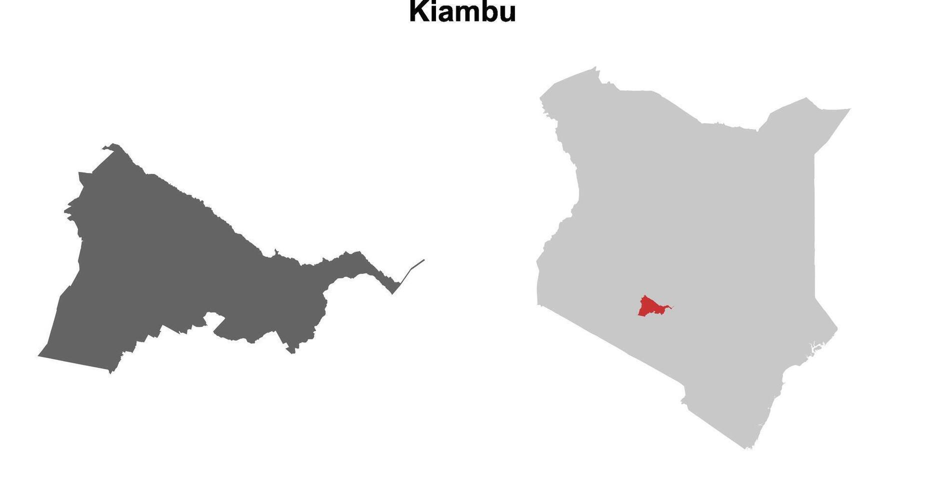 Kiambu county blank outline map set vector