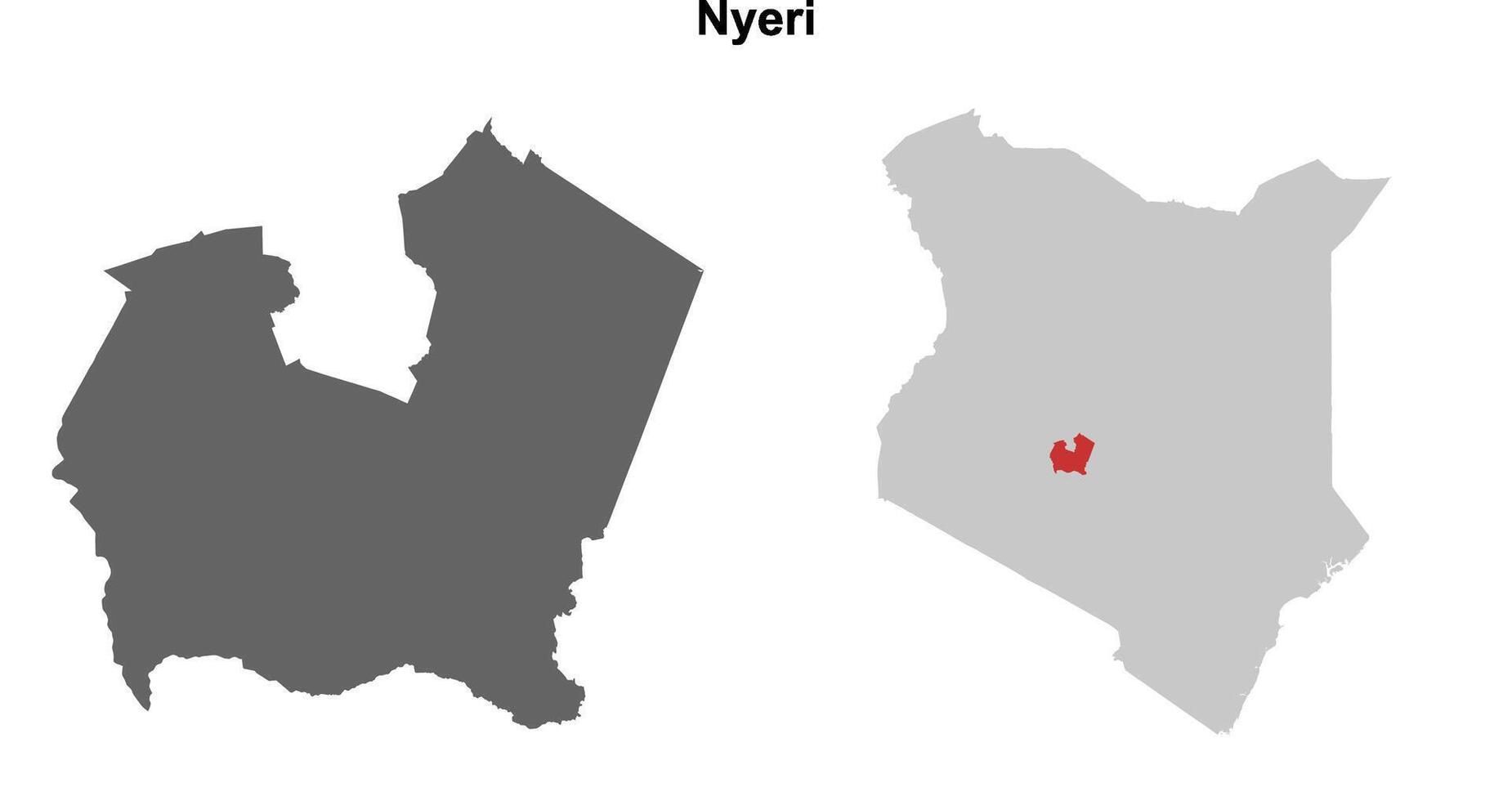 Nyeri county blank outline map set vector