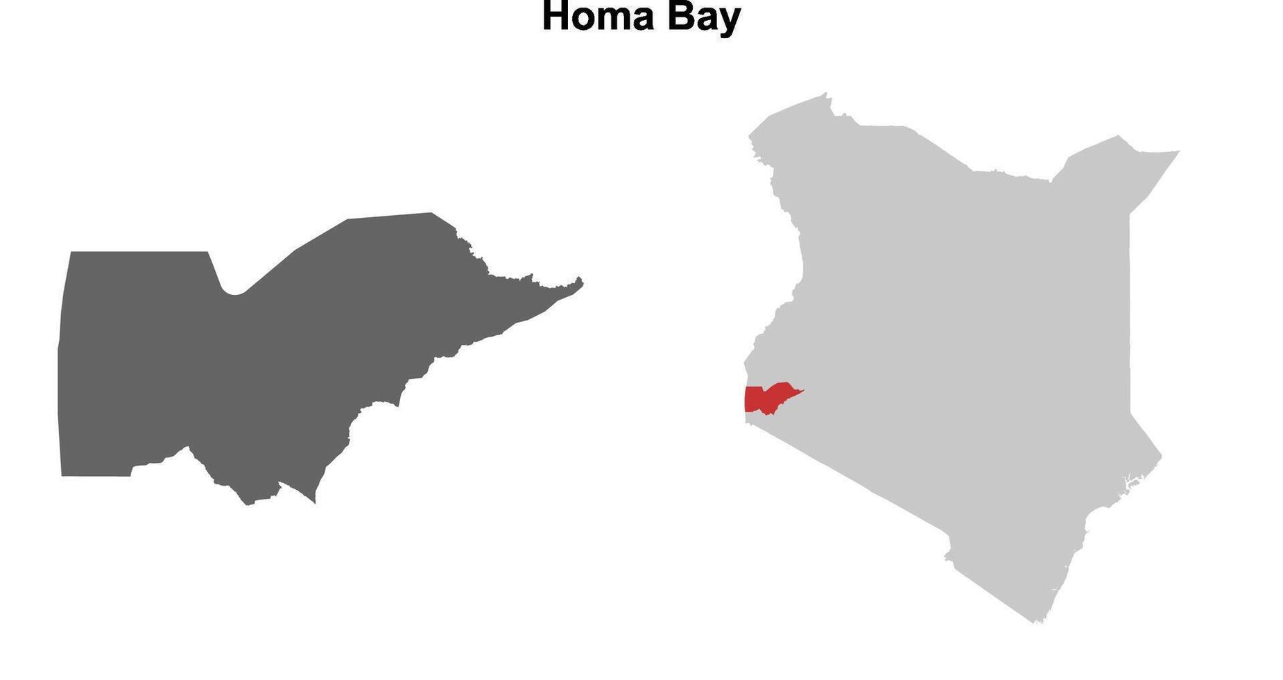 Homa Bay county blank outline map set vector