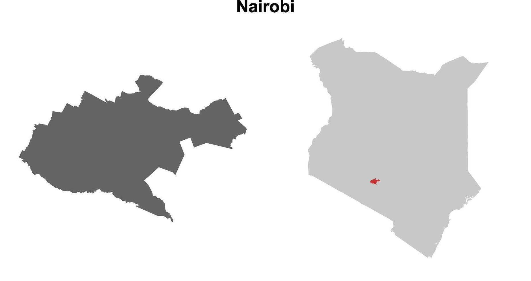 Nairobi county blank outline map set vector