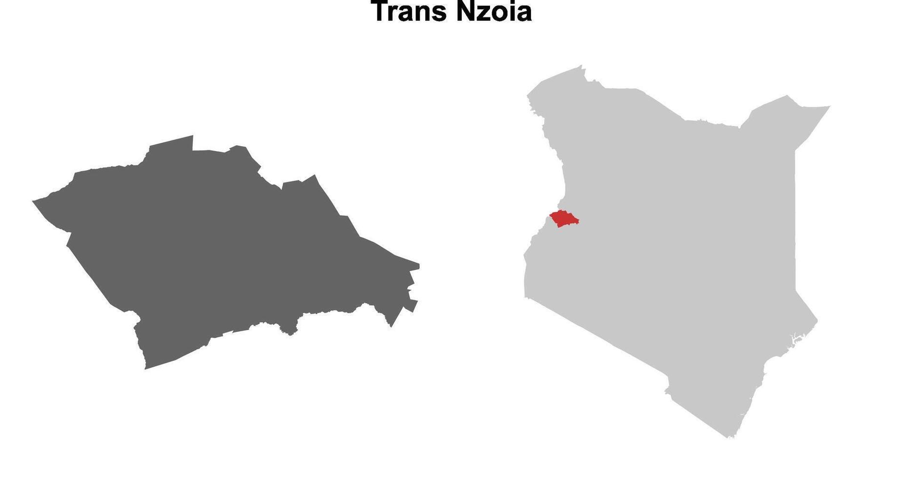 Trans Nzoia county blank outline map set vector